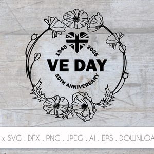 Svg du jour de la Victoire en Europe, fichiers svg cricut de la Victoire de la Défense, fichiers machine de découpe de la Seconde Guerre mondiale, cricut de guerre, silhouette le jour de la Victoire