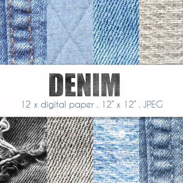 Denim digital paper, Denim backgrounds, Jeans textures, Ethical fabric digital papers, Eco friendly fabric textures, JPEG, Instant download