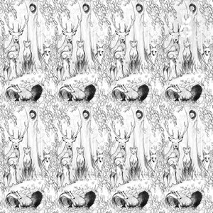Woodland Animals Seamless Pattern: Forest Wildlife Digital Paper (JPEG, PNG)