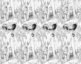 Woodland Animals Seamless Pattern: Forest Wildlife Digital Paper (JPEG, PNG)