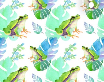 Frog seamless pattern, frog digital paper, tree frog, cute frog pattern, nature pattern, fabric design, wildlife patterns, commercial use