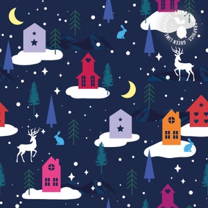 Christmas Digital Paper, Christmas Houses, Christmas Village, Nordic seamless pattern, Scandi seamless pattern digital download, Winter JPEG
