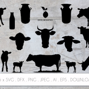 Cow SVG Bundle: Farm Animal Clipart (Digital Download)