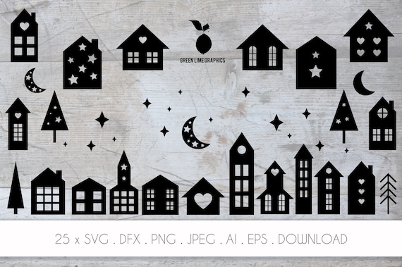 Scandi Christmas House SVG: Winter Village Silhouette (Digital Download)