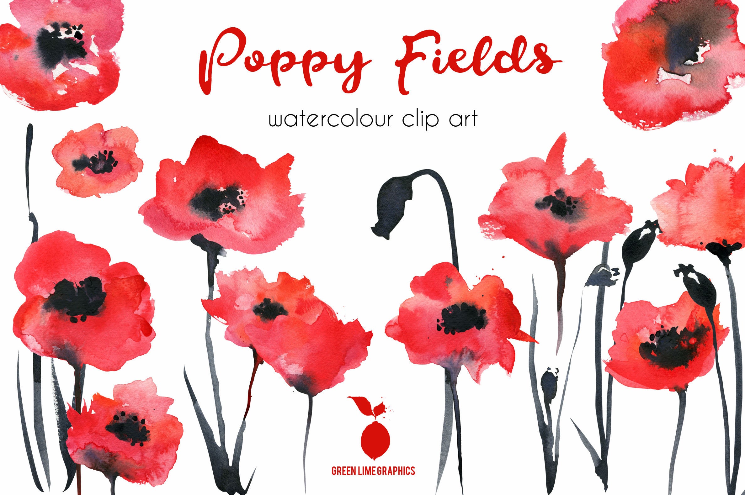 Clipart aquarel klaproos: bloemen op herdenkingsdag (digitaal papier) -  Etsy België, image size:2375x1579