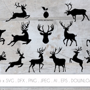 Rentier SVG-Schnittdateien, Rentier Cricut Bundle, Rentier Silhouette, Weihnachten Cricut, Winter SVG, Hirsch Silhouette Vektoren, Download