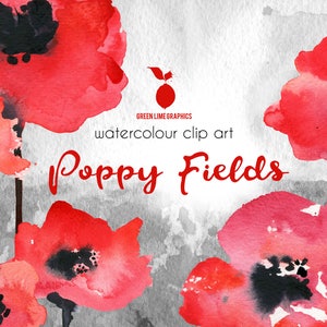 Mohnblumen Clipart, Volkstrauertag, Waffenstillstandstag, Kriegsveteranen Tag Clipart, Aquarell Blumen Clipart, Digitales Papier, Mohnblumenfelder, Mohnblume