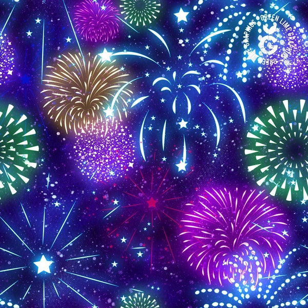 Fireworks seamless pattern, fireworks digital paper, bonfire night pattern, new years eve background, fireworks pattern