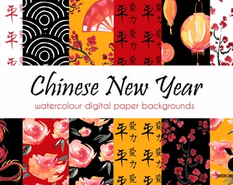 Chinese new year digital papers, China, Chinese lanterns, Dragon, Chinese printables, Oriental digital paper, Chinese Lunar new year 2019