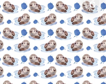 Watercolour Otter Seamless Pattern, Otter digital paper, Otter Printable, Otter sublimation, Otter paper, Collage paper, PNG, JPEG