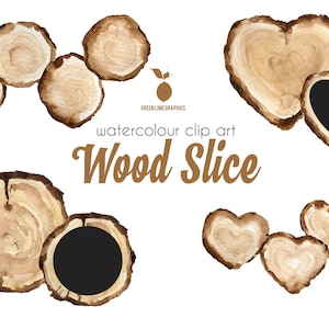 Wooden Slice Clip Art: Hand-Painted Tree Slices (Digital Download)