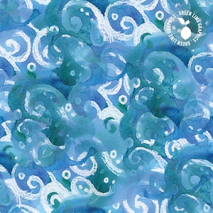 Ocean Waves Seamless Pattern: Watercolor Sea Digital Paper (JPEG)