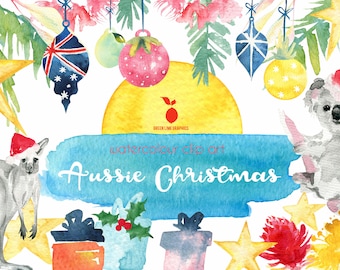 Tropical Christmas Clipart: Aussie Animals, Baubles (Digital Download)