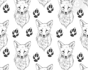 Fox seamless pattern, repeat seamless surface pattern design, Fox digital paper, textile, 300dpi, JPEG, PNG, nature pattern, forest animals