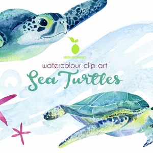 Tortuga marina en acuarela: criaturas del océano (descarga digital)