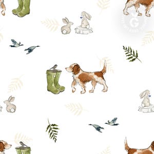 Cocker Spaniel Seamless Pattern, dog seamless pattern, countryside digital paper, cute animals repeating pattern for fabric/textiles