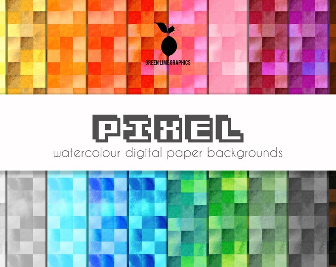 Pixel Digital Paper, Retro Pixels, Retro Gaming Digital Paper, Gamer ...