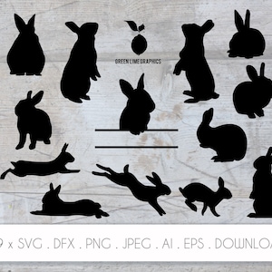 Kaninchen SVG Schneidedateien, Kaninchen DXF Bundle, Kaninchen Kontur, Kaninchen Clipart, Osterhase SVG, Kaninchen Kontur, sofortiger Download