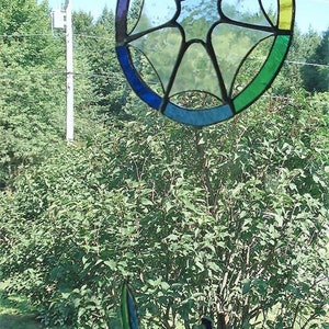 Stained glass dream catcher, chakra color sensor, window decoration image 3