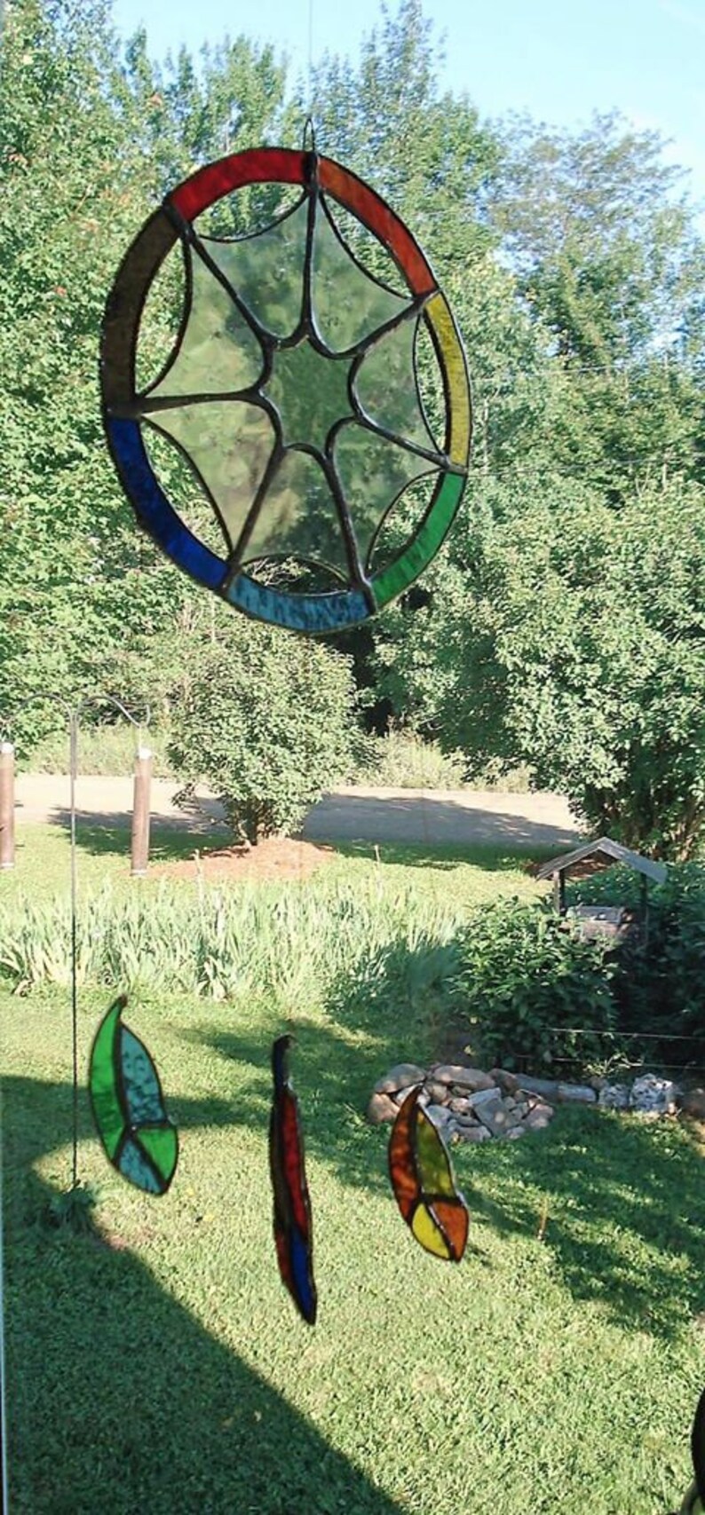 Stained glass dream catcher, chakra color sensor, window decoration image 5