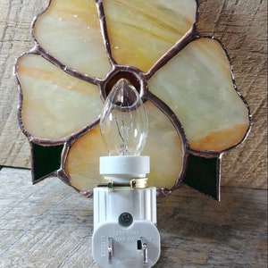 Yellow flower stained glass night light image 5