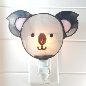 Koala stained glass night light, birth gift, children's room decorations, children's party gift, shower gift image 1