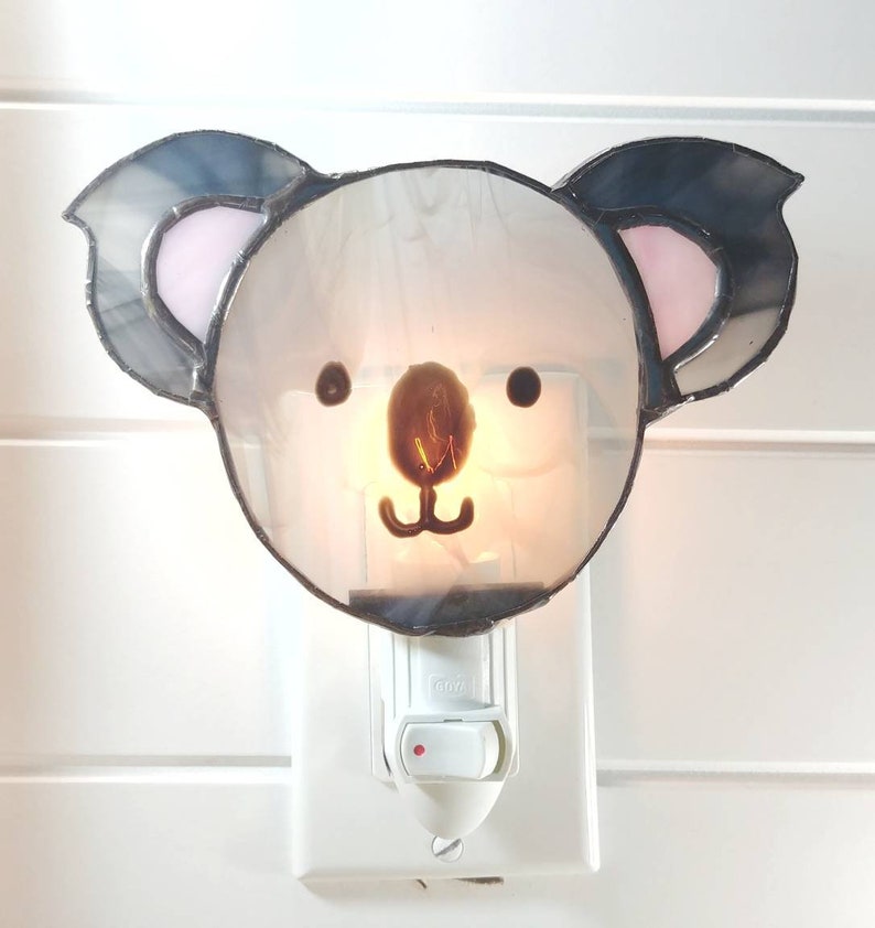 Koala stained glass night light, birth gift, children's room decorations, children's party gift, shower gift image 1