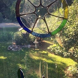 Stained glass dream catcher, chakra color sensor, window decoration image 4