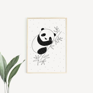 Panda et Eucalyptus – Affiche et Carte – Décoration pour Chambre Enfant et Bébé – Trois Petits Potes