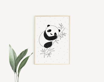 Panda & Eucalyptus – Poster / Card – Wall Decoration for Babies and Children – Trois Petits Potes