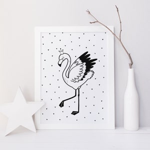 Crowned Flamingo Poster / Card Wall Decoration for Babies and Children Trois Petits Potes image 1