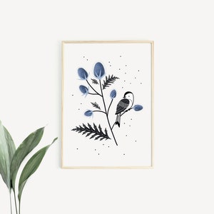 Oiseau et Chardons – Affiche et Carte – Décoration pour Chambre Enfant et Bébé – Trois Petits Potes