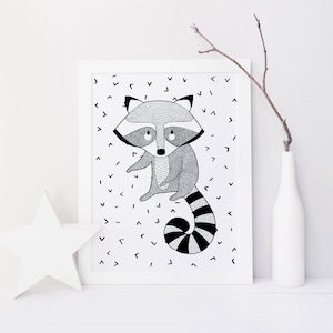 Raton-Laveur – Affiche et Carte – Décoration pour Chambre Enfant et Bébé – Trois Petits Potes