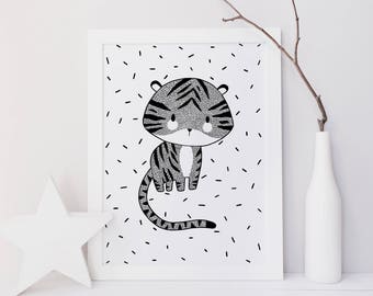 Tiger – Poster / Card – Wall Decoration for Babies and Children – Trois Petits Potes