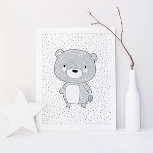 Ours – Affiche et Carte – Décoration pour Chambre Enfant et Bébé – Trois Petits Potes
