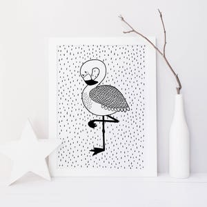 Flamant – Affiche et Carte – Décoration pour Chambre Enfant et Bébé – Trois Petits Potes
