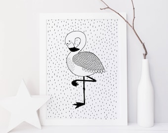Flamingo – Poster / Card – Wall Decoration for Babies and Children – Trois Petits Potes