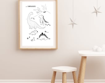 Dinosaurs – Poster – Wall Decoration for Babies and Children – Trois Petits Potes