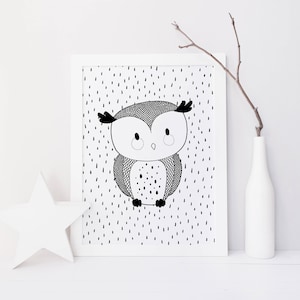 Hibou – Affiche et Carte – Décoration pour Chambre Enfant et Bébé – Trois Petits Potes