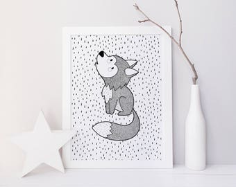 Wolf – Poster / Card – Wall Decoration for Babies and Children – Trois Petits Potes