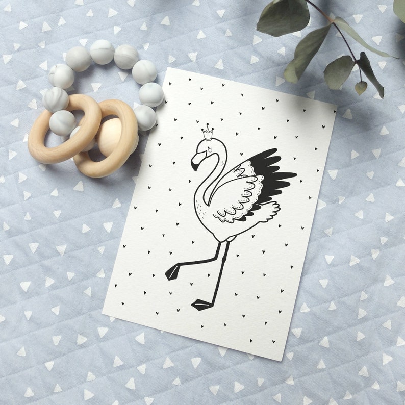 Crowned Flamingo Poster / Card Wall Decoration for Babies and Children Trois Petits Potes image 2