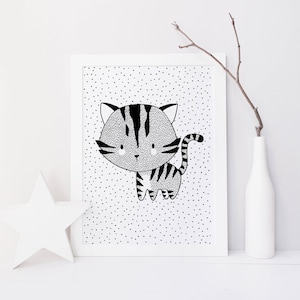 Chat – Affiche et Carte – Décoration pour Chambre Enfant et Bébé – Trois Petits Potes
