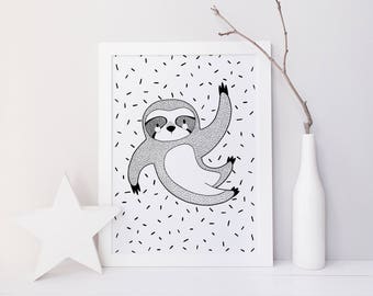 Sloth – Poster / Card – Wall Decoration for Babies and Children – Trois Petits Potes