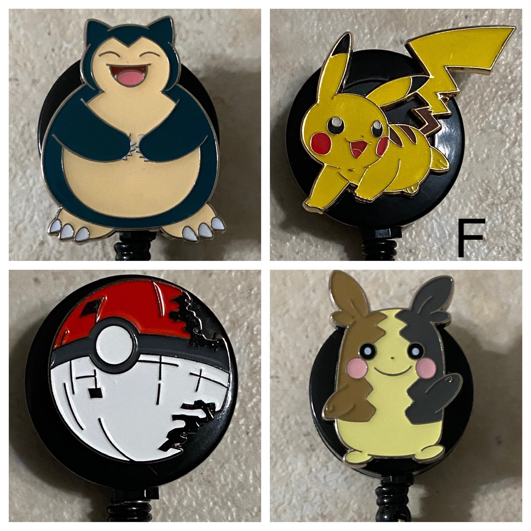 Pokémon Badge Reel, ID Holder, Charizard, Blastoise, Snorlax, Mew