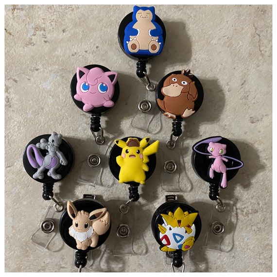 Pokémon Badge Reel, ID Holder, Detective Pikachu, Snorlax, Mew, Mewtwo,  Togepi, Jigglypuff, Eevee, Psyduck, Emt, Rn, Nurse, Teacher, Pokemon 