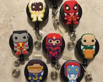 Xmen superhero wolverine badge reel, Deadpool, storm, mystique, magneto, cyclops, colossus, professor x, id holder, rn, nurse, medic, teache