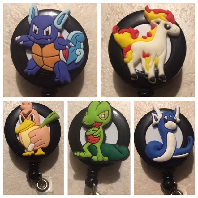 Pokémon badge holder, pikachu, charmander, gengar, bulbasour, snorlax,  anime, rn, nurse, doctor, vet, teacher, emt, retractable badge - Keychains  & Lanyards