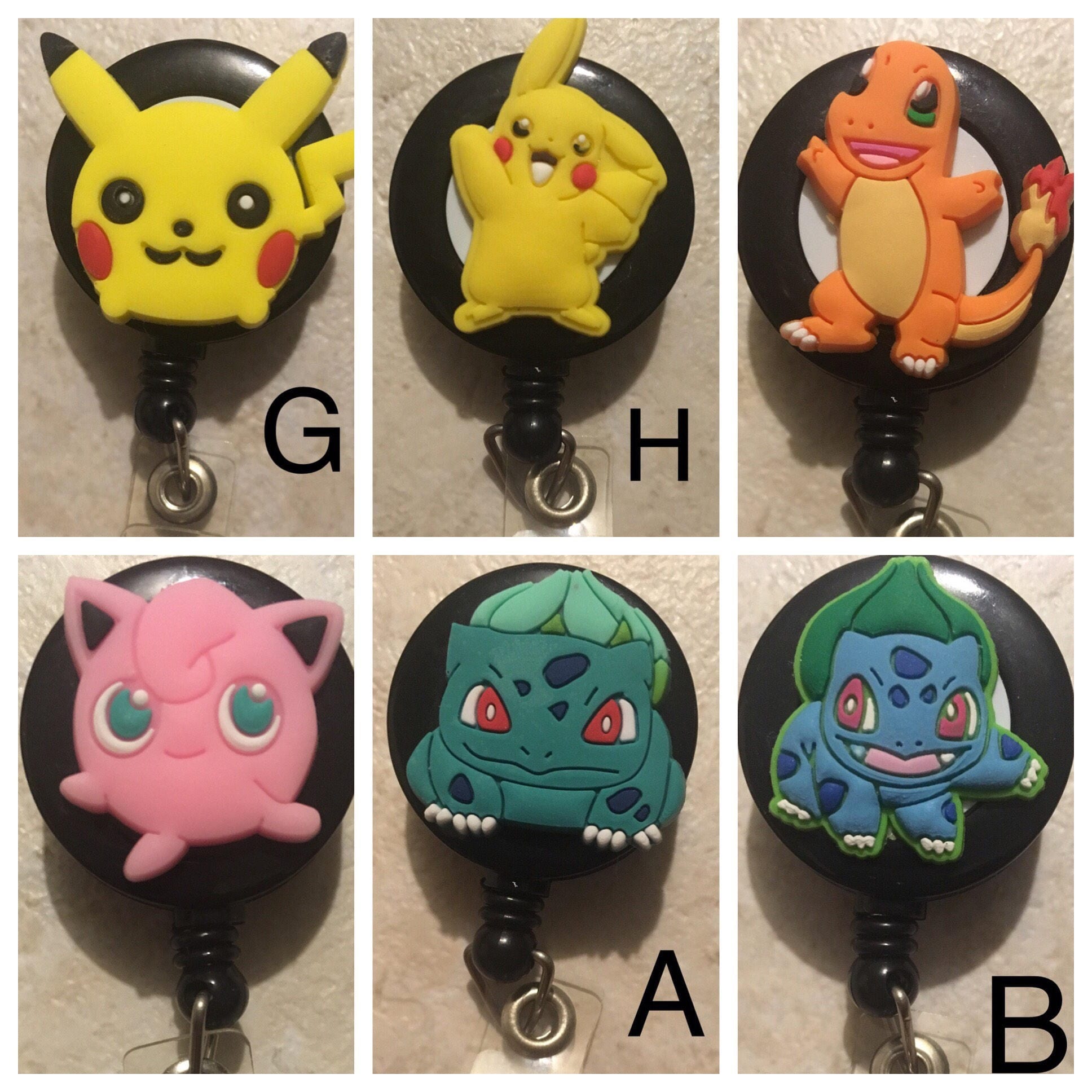 Pokémon Badge Holder, Pikachu, Charmander, Gengar, Bulbasour