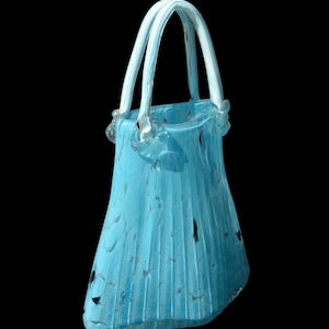 Vintage XXL Murano Glass Purse Vase Swirl 70s Venice Italy Blue Turquoise Hand Bag Vase Art Glass Opalina Filigrana Antique Murano Vase