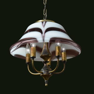 Antyczny żyrandol Murano z 1960 roku w stylu Mazzega, lampa sufitowa Murano w stylu Mid Century, lampa sufitowa Murano, żyrandol z 5 ramionami, szkło włoskie